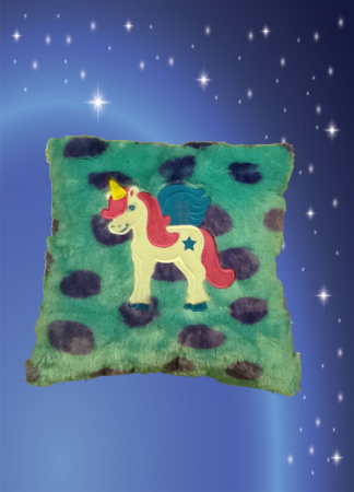 Blue Pegasus Pillow with Monster Feather